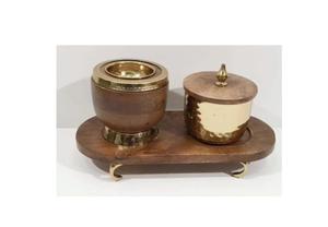 Quemador de Bakhoor de Madera de Lujo con Tapa de Metal Dorado y Pinzas, Quemador de Incienso Árabe Oud Premium, Elegante Decoración para el Hogar, Regalo - Product Image 6