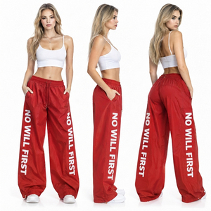 Custom Printed Wide Leg Windbreaker Pants 100% <b>Nylon</b> Lightweight Streetwear Pant <b>Ladies</b> Hiking Capimg Waterproof Baggy Trouser - Product Image 5