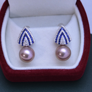 Boucles d'oreilles pendantes rondes blanches en argent 925 de 11-12 mm pour femmes, version coréenne, avec une forte brillance et des imperfections subtiles - Product Image 5
