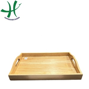 Best Selling Eco-Friendly Wooden Serving Tray Oval-Shaped with Rubber Base Kitchen Dish From Vietnam (TH 3102B) - Product Image 2