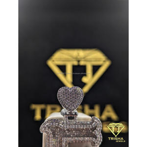 Custom <b>Initial</b> "E" Heart <b>Pendant</b> VVS Moissanite Diamonds Iced Out 925 Sterling <b>Silver</b> Hip Hop Jewelry By Trisha Jewels - Product Image 5