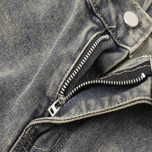 Jean à carreaux délavé pour homme, coupe droite, taille haute, braguette boutonnée, 100% coton respirant, style décontracté et tendance - Product Image 5