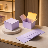 Boîte cadeau carrée pliable pré-pliée en carton vierge imprimable, couleur lilas, directement de l'usine