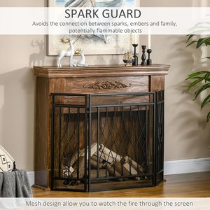 49.5\" X 31.5\" Black 3-Panel Folding Metal Mesh Fireplace Screen <b>Fire</b> Spark <b>Guard</b> for Wood Burning Essential Fireplace Part - Product Image 4