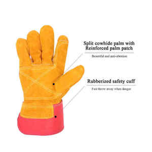 Leather Work <b>Gloves</b> Real Leather Working <b>Gloves</b> Polyester Durable Anti-Slip Breathable Flexible Safety Cuff General Purpose - Product Image 6