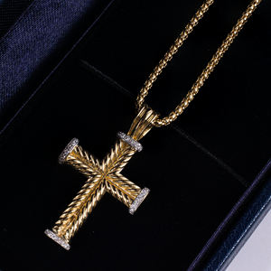 Trendy Cross-Inspired Lab-Grown Diamond <b>Necklace</b>: 18K <b>Solid</b> Gold, Hip-hop Vibe, Ideal for Celebrations, Gifting & Bulk Wholesall - Product Image 3