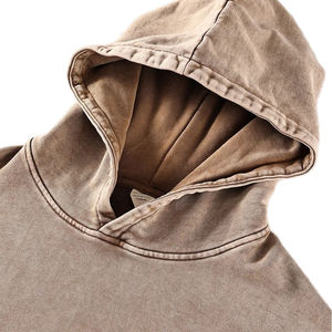 Sweat-shirt à capuche surdimensionné pour homme, effet vieilli, imprimé personnalisé, style streetwear vintage délavé, vente en gros - Product Image 3