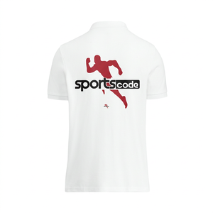 Polo à manches courtes blanc pour homme, couleur unie, col boutonné, logo imprimé sur le devant, haut sportif - Product Image 5