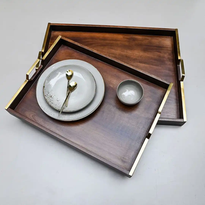 Bandeja para Servir Aperitivos FAIZA CRAFT, Diseño Moderno Cuadrado con Patrón Horizontal, Acabado Brillante Tipo Madera, Multiusos para Cocina - Product Image 6