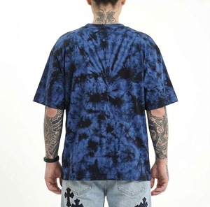 Camiseta de Manga Corta para Mujer, Cuello Redondo, Tejido de Punto, Estilo Urbano, Estampado Azul y Negro, Largo Regular, Casual de Verano - Product Image 4