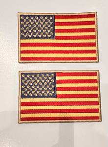 Custom 3D American Flag Embroidered Canvas <b>Iron</b>-<b>On</b> Woven <b>Fabric</b> Decorative Vintage Patches Circle/Square Shape - Product Image 3