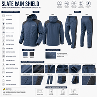 Conjunto Deportivo de Dos Piezas con Capucha y Etiqueta Tejida Personalizada, Unisex, Tejido Softshell Impermeable, Cintura Elástica, Pantalones Deportivos Ligeros
