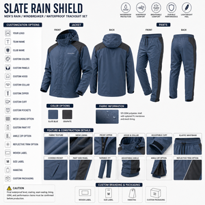 Custom Woven Label Two Piece Hooded Jogging Suit Unisex Softshell Waterproof Fabric Elastic Waistband Lightweight Jogger Pants - Product Image 5