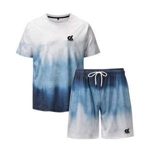 Ensemble T-shirt et short pour homme DUBBIX INDUSTRIES, col rond uni, respirant, séchage rapide, tenue décontractée d'été, 280GSM Polyester - Product Image 1