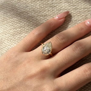 3 Carat Pear Shape Lab Grown Diamond Bezel Set Engagement <b>Ring</b> IGI Certified D E Color VS VVS <b>Solitaire</b> Custom Gold <b>Silver</b> Band - Product Image 3