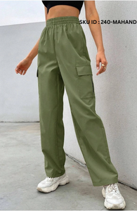 Pantalon cargo tendance pour femme, taille mi-haute, infroissable, avec 4 poches à rabat, idéal pour le bureau, les tenues décontractées et les soirées. - Product Image 3