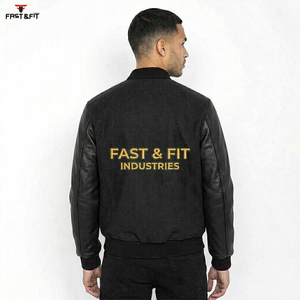 High Quality Custom College Winter Bomber <b>Jacket</b> for Men Top Trending Varsity Style <b>Canvas</b> Fabric Front Logo Windproof - Product Image 2