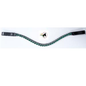 สายคาดหน้าผากม้าสำหรับขี่ม้าแบบหรูหรา ทำจากหนังแท้ ประดับคริสตัลริโวลี่ พร้อมห่วงปลดเร็วขนาด 10 มม. - Product Image 1