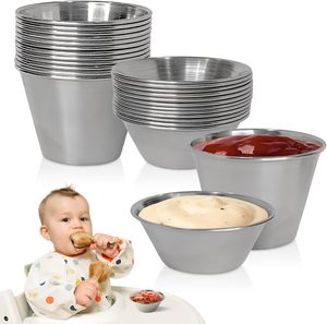 Mini-bols et tasses en acier inoxydable de qualité supérieure - Réutilisables, écologiques, compatibles lave-vaisselle pour usage en restaurant, confiture, sauce barbecue, trempettes - Product Image 1