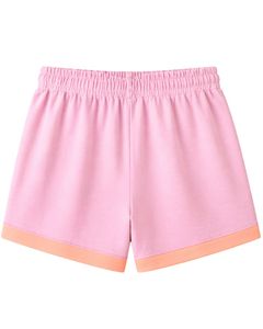 Ensemble de détente rose pour femme, t-shirt à manches courtes et short avec bordure contrastante pêche, tenue deux pièces en mélange de coton doux et respirant - Product Image 6
