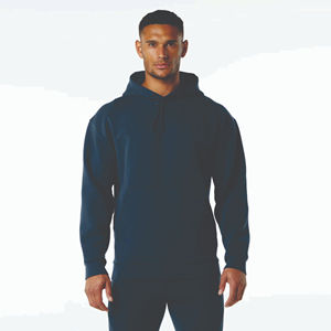 Survêtement à capuche bleu foncé pour homme, manches longues, décontracté, pour l'automne, avec poches latérales, coupe classique, couleur unie, 100% polyester - Product Image 2