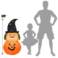 Zucca Gonfiabile LED di Halloween da 1,5 Metri con Cappello da Strega, Decorazioni per Esterni e Giardino