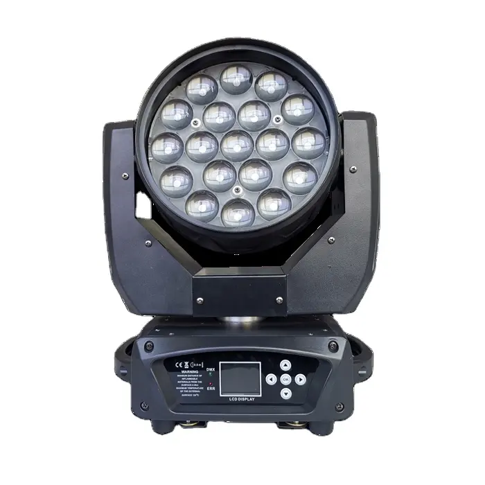 A level RGBW 4in1 stage light 8-58degree of zoom function wash 19*15W High power led moving head light