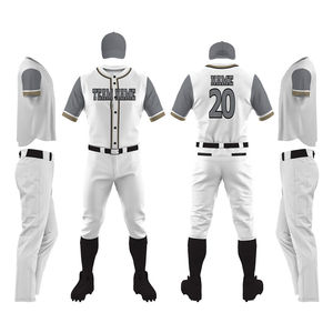Conjunto de Uniforme de Béisbol Resistente con Manga Corta, Transpirable, 100% Poliéster, Colores Personalizados para Prácticas Diarias y Juegos - Product Image 1