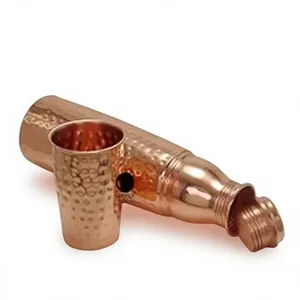Deluxe Pure Copper Water <b>Bottle</b> With Hammered Eco Friendly Seamless Pure Copper Hydration <b>Flask</b> Set - Product Image 6