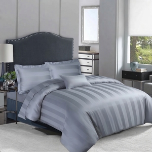 Silver Satin Bedding Set T-250 Satin 100% Cotton Solid Woven Breathable All-Season Simple Style Home Use - Product Image 3