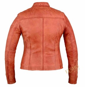 Veste en cuir de mouton élégante pour femme Plaid coloré coupe courte fabricant de vêtements d'extérieur d'hiver chauffants - Product Image 3
