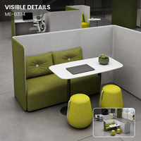 Module de bureau modulaire semi-fermé en tissu, avec panneaux de séparation incurvés, canapé, table et tabourets, mobilier de bureau collaboratif