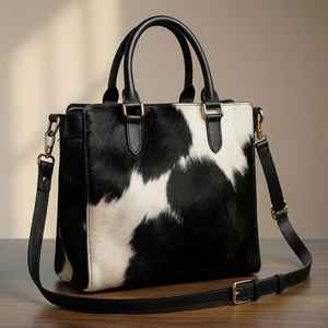 Sac fourre-tout en cuir véritable à poils pour femme, sac à bandoulière de luxe haut de gamme avec fermeture éclair, collection automne LHTB-0128 - Product Image 6