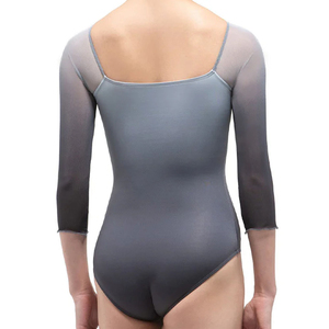 Justaucorps sans manches en maille polyester pour femme, tenue de danse d'entraînement, combinaison de scène pour adulte, taille élastique, design dégradé gris - Product Image 2