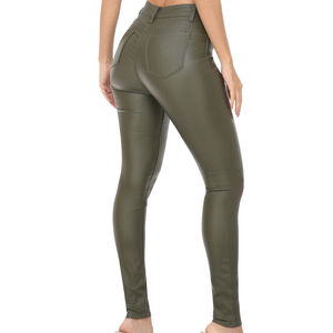 Nouveaux pantalons en cuir véritable pour femmes, taille haute, décontractés, service ODM, coupe skinny, nouveau design, pantalons en cuir pour femmes - Product Image 6