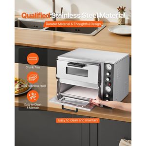 Forno Elettrico per Pizza a Doppio Ripiano da 18 Pollici, Attrezzatura Commerciale da Banco per Panifici, con Temperatura Massima 842°F, Termometro e Funzione Pizza Maker - Product Image 5