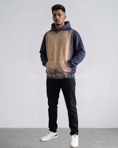 Superior Quality Men's 100% Cotton <b>Brown</b> and Grey Hoodie OEM Service Low MOQ Durable Sustainable Pullover <b>Brown</b> and Grey Hoodie - Product Image 3