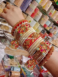 <b>Wedding</b> Eco Friendly Stainless Steel Geometric Bohemian Bridal Bangles Set Customizable Heavy Traditional Indian Jewelry - Product Image 5