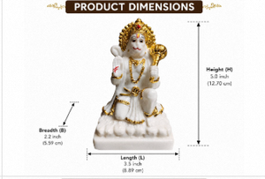 พระฮันมูนทองคำขาวพร้อมดาบยาว 5 นิ้ว งานปั้นหินอ่อนเคลือบผิวแบบดัสต์ สำหรับบ้าน วัด สำนักงาน โต๊ะทำงาน รถยนต์ และห้องนั่งเล่น - Product Image 3