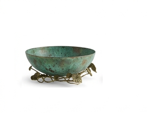Recién llegado: Tazón de cerámica con borde dorado y soporte de hojas, diseño moderno y lujoso en azul para servir comida. - Product Image 6