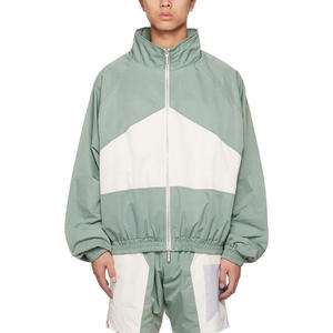 Chaqueta Deportiva Ligera para Hombre, Estilo Urbano, Ecológica, con Bloques de Color, Cierre de Cremallera, Cuello Alto, Manga Larga, Corte Holgado, Primavera, Poliéster - Product Image 2