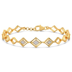 Pulsera de Eslabones de Diamantes con Marco Cuadrado Geométrico Abierto - Product Image 2