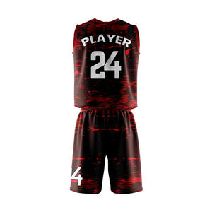 Ensemble de maillots et shorts de basket-ball personnalisés avec logo et nom d'équipe, imprimé sur mesure, 100% polyester, respirant et anti-transpiration - Product Image 3