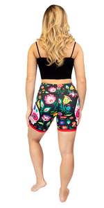 Pantalones Cortos Deportivos de Cintura Baja para Mujer, con Estampado Floral, Tejidos en Spandex, Ajuste Regular, Cintura Elástica con Cordón, Secado Rápido - Product Image 2