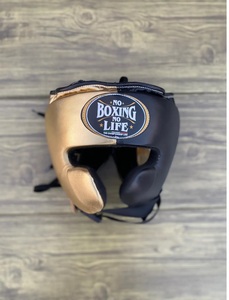 No Boxing No Life Boxing <b>Gloves</b> Headgear Set Black Gold Leather Lace-Up Adjustable Wrist Strap Adult Boxing Gear - Product Image 6