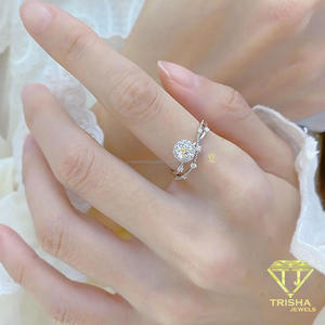 Elegant Moissanite Diamond <b>Ring</b> 925 Sterling Silver <b>Split</b> Bridal Engagement Wedding Jewelry For Women - Product Image 2