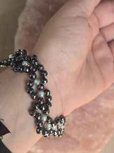 4.5 MM <b>Black</b> & 4.5 MM Light Blue Moissanite Diamond <b>Bracelet</b> Hand Made gift For <b>Woman</b> - Product Image 2