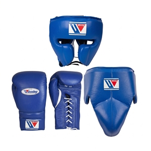 <span class=keywords><strong>Guantoni</strong></span> da <span class=keywords><strong>Boxe</strong></span> Winning in Pelle Blu Antiscivolo <span class=keywords><strong>10</strong></span> <span class=keywords><strong>Oz</strong></span>, Set con Caschetto Allacciato e Protezione Inguinale per Adulti, Attrezzatura per Allenamento e Sparring - Product Image 1