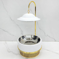 Présentoirs chauffe-plats de luxe en acier inoxydable plaqué or avec couvercle amovible pour traiteur, buffet et mariage