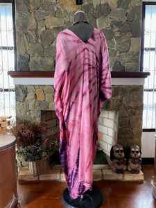 Vestido Caftán de Rayón con Estampado Shibori Boho Mangosteen, Talla Grande, Corte Holgado y Fluido, Atuendo de Playa para Mujer, Verano - Product Image 5